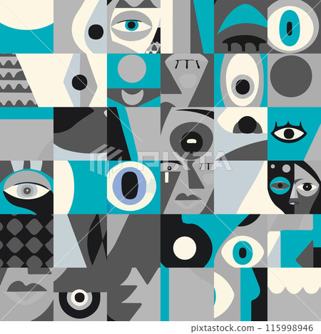 Abstract Faces Pattern vector illustration Abstract Faces Pattern vector illustration 115998946