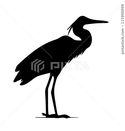Stylized Heron Silhouette vector illustration 115998999