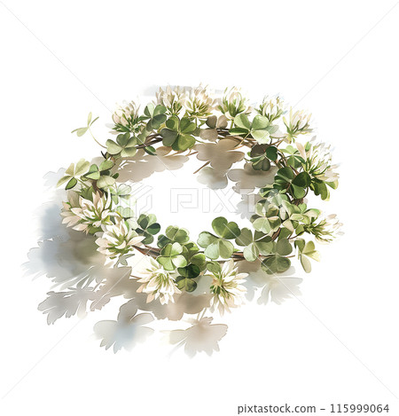 Watercolor illustration of a white clover corolla on white background 115999064