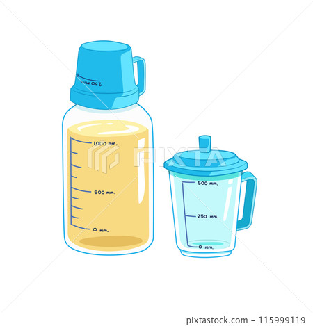 Bottle for measuring, measuring cup. Bottle for measuring, measuring cup. 115999119