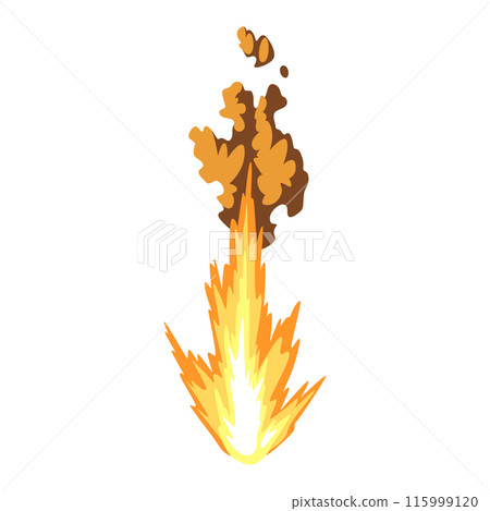 Gun flashe or gunshot animation. Fire explosion effect during the shot with the gun. Cartoon flash effect of bullet start. Shotgun fire, muzzle flash and explode 115999120