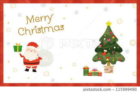 Christmas card with christmas tree and santa illustration Christmas card with christmas tree and santa illustration 115999490