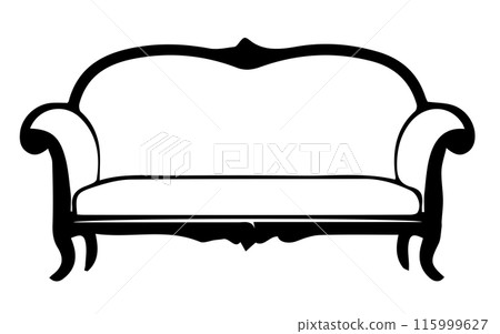 Vintage Couch Silhouette Icon vector 115999627