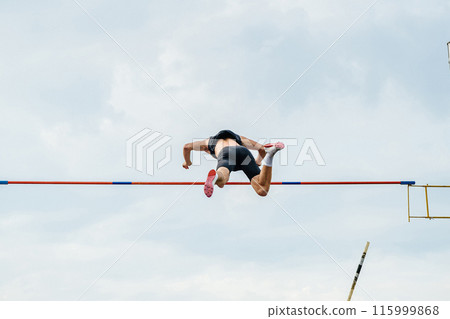 vaulter athlete pole vault at summer athletics games vaulter athlete pole vault at summer athletics games 115999868