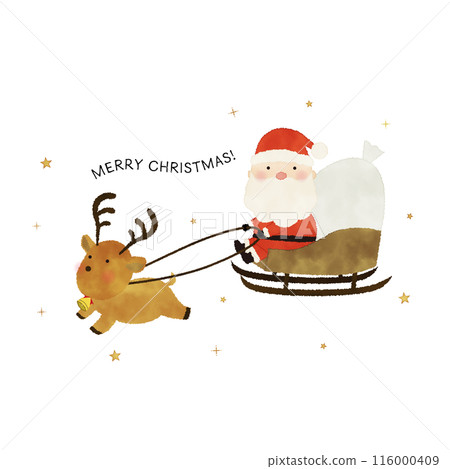 聖誕老人在雪橇上水彩插圖 聖誕老人在雪橇上水彩插圖 116000409