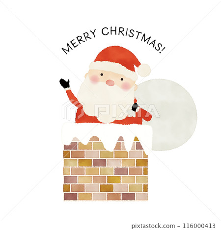 聖誕老人從煙囪裡偷看的水彩插圖 116000413