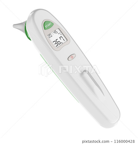 Digital forehead and ear thermometer, 3D rendering Digital forehead and ear thermometer, 3D rendering 116000428