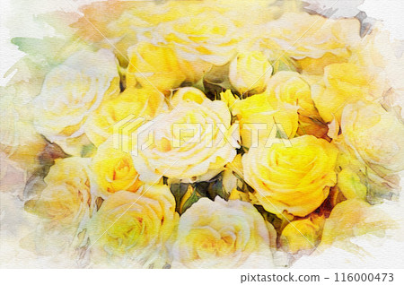 Watercolor bouquet of roses 116000473