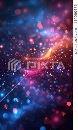 Several vibrant lights set against a dark backdrop 116000486