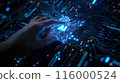 A hand is pointing at a computer chip with the word ai on it 116000524