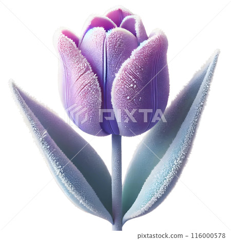 3d purple tulip with frost  116000578