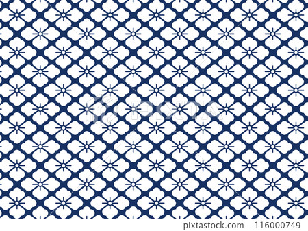 Japanese pattern flower diamond navy blue blue indigo 116000749
