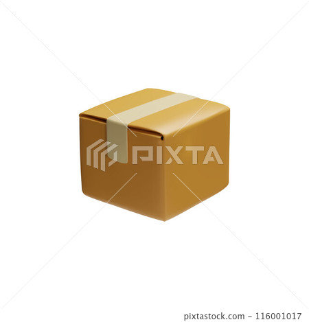 Closed cardboard box mockup vector 3D icon, carton transport packaging box delivery cargo brown paper package protection Closed cardboard box mockup vector 3D icon, carton transport packaging box delivery cargo brown paper package protection 116001017
