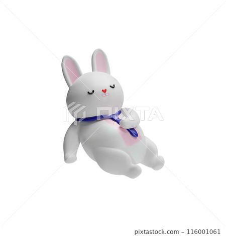 Lovely little rabbit sleeping 3D vector icon, cute realistic white bunny with blue tie, hare animal pet Easter symbol Lovely little rabbit sleeping 3D vector icon, cute realistic white bunny with blue tie, hare animal pet Easter symbol 116001061