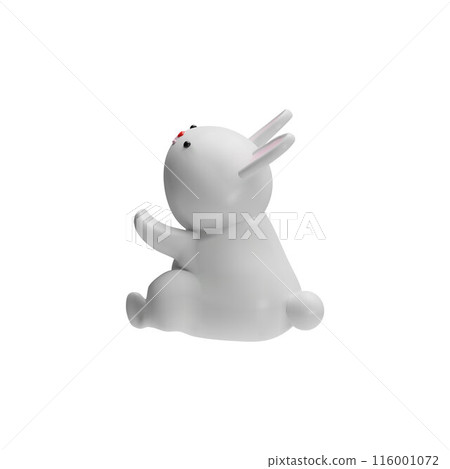 3d vector illustration of a rabbit sitting view from the back on a white background 3d vector illustration of a rabbit sitting view from the back on a white background 116001072