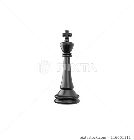Black King chess piece 3D plastic vector icon, realistic chessmen, strategy intellectual board game figurine cross shape 116001111