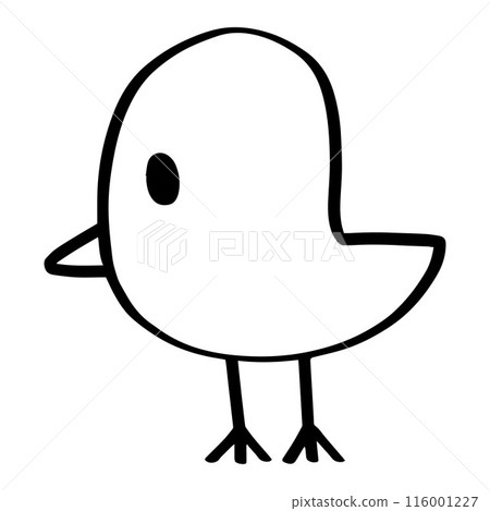 cartoon Black and white drawing of a bird 116001227