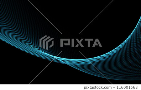 Abstract blue dots wave mesh motion blur technology data design modern futuristic vector background 116001568
