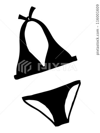 Summer swimsuit bikini doodle hand drawn in flat style 116001609