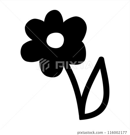 Flower doodle hand drawn with black line isolated on white background 116002177