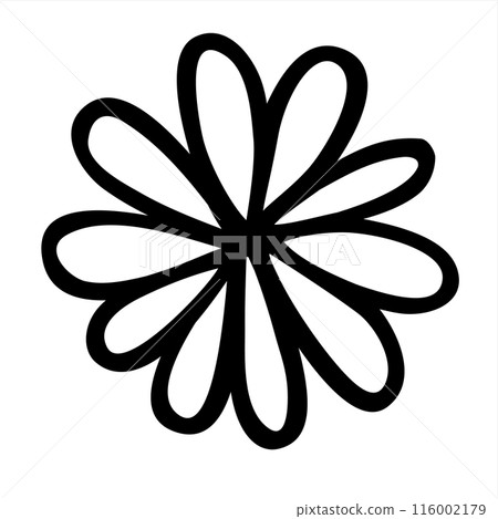 Flower doodle hand drawn with black line isolated on white background Flower doodle hand drawn with black line isolated on white background 116002179