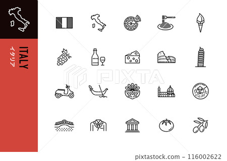 Simple Italy line icon set of 20 Simple Italy line icon set of 20 116002622
