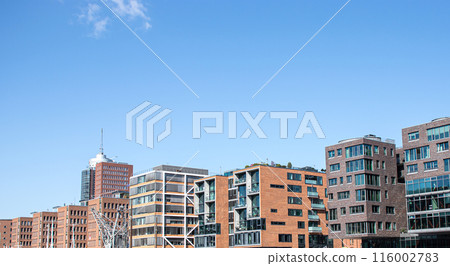 Facades of modern buildings in the city of Hamburg Germany. 116002783