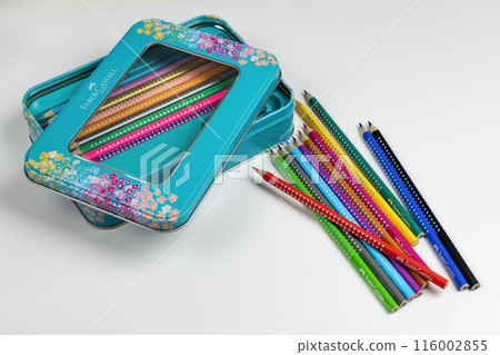 Faber-Castell colored pencils for drawing various colors and coloring book for children. Faber-Castell colored pencils for drawing various colors and coloring book for children. 116002855