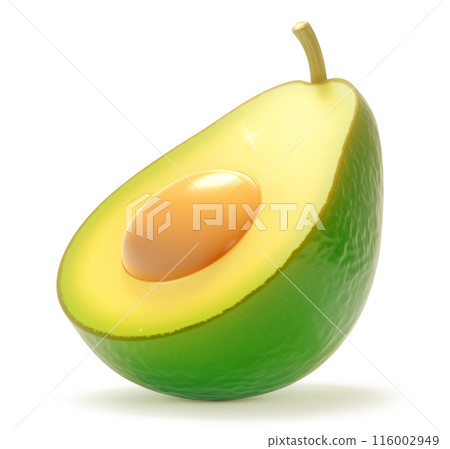 Halved avocado with a seed, illustration isolated on a white background 116002949