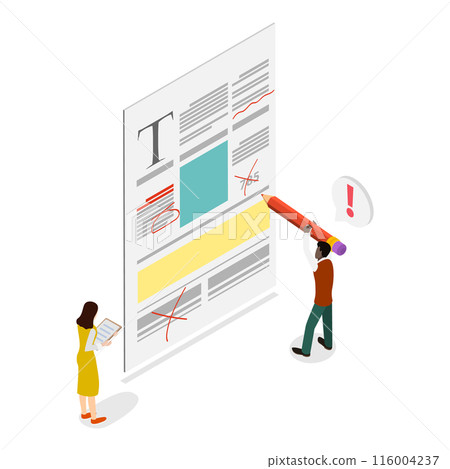 3D Isometric Flat  Illustration of Proofreading and Copywriting. Item 2 116004237