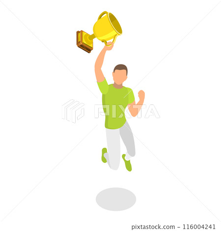 3D Isometric Flat  Set of Success, Triumph and Victory. Item 6 116004241