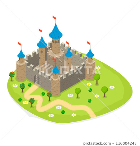 3D Isometric Flat  Set of Fairytale Characters and Items. Item 9 116004245