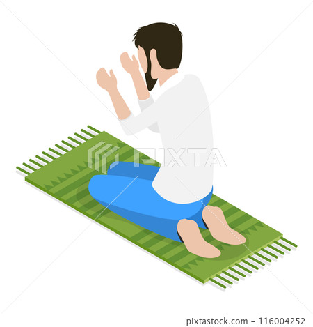 3D Isometric Flat  Set of Muslim Islam Items and People. Item 4 116004252