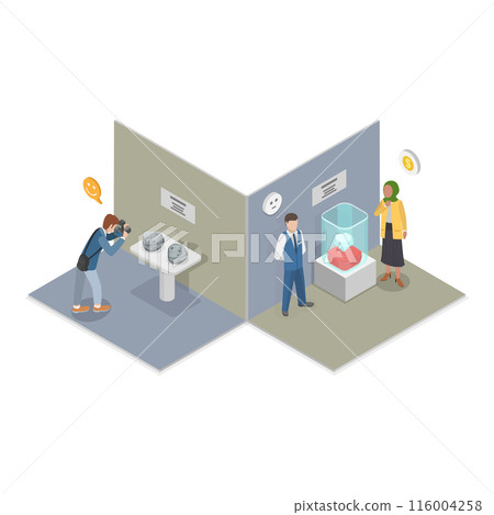 3D Isometric Flat  Illustration of Arts And Paleontology Museum. Item 1 116004258