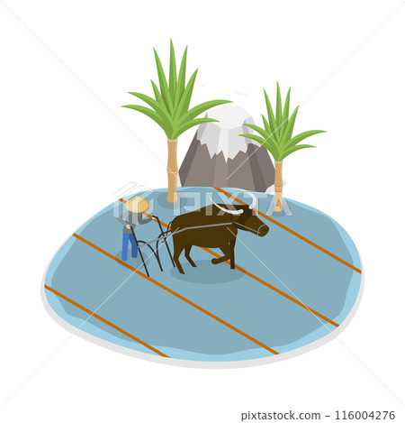 3D Isometric Flat Illustration of Rice Farm. Item 1 3D Isometric Flat Illustration of Rice Farm. Item 1 116004276
