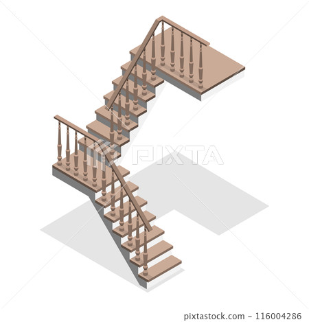 3D Isometric Flat  Set of Staircases. Item 1 116004286