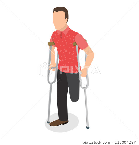 3D Isometric Flat  Illustration of People with Different Types Of Disabilities. Item 2 116004287