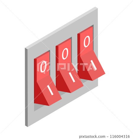 3D Isometric Flat  Set of Electric Breakers. Item 3 116004316
