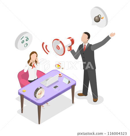 3D Isometric Flat  Illustration of Bullying Boss. Item 3 116004323