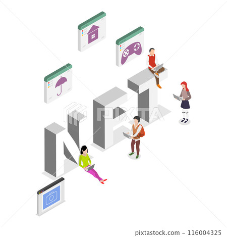 3D Isometric Flat Illustration of NFT. Item 3 3D Isometric Flat Illustration of NFT. Item 3 116004325
