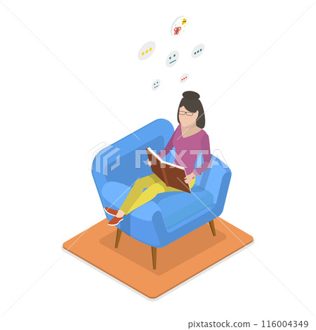 3D Isometric Flat  Illustration of Introvert Vs Extravert. Item 1 3D Isometric Flat  Illustration of Introvert Vs Extravert. Item 1 116004349