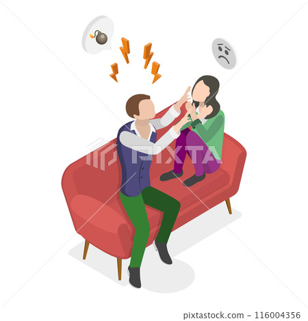 3D Isometric Flat  Illustration of Domestic Violence. Item 1 116004356