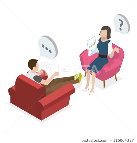 3D Isometric Flat Illustration of TV Interview. Item 2 3D Isometric Flat Illustration of TV Interview. Item 2 116004357