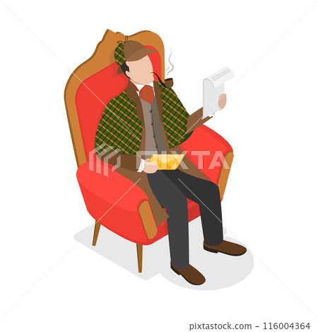 3D Isometric Flat  Set of Inspector Holmes Characters. Item 4 116004364