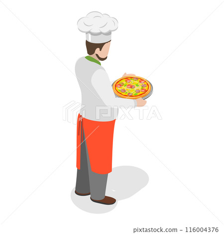 3D Isometric Flat Illustration of Italian Chef. Item 2 3D Isometric Flat Illustration of Italian Chef. Item 2 116004376