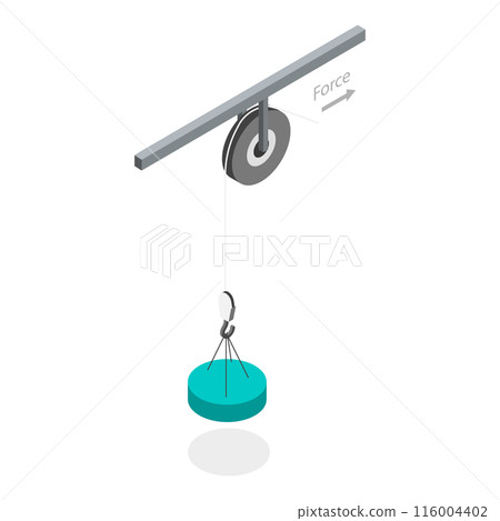 3D Isometric Flat Illustration of Pulley Types. Item 4 3D Isometric Flat Illustration of Pulley Types. Item 4 116004402
