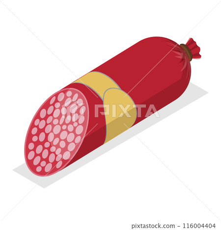 3D Isometric Flat  Set of Sausages and Meat Products. Item 3 116004404