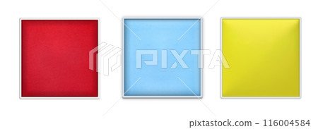 Set of red, light blue, and yellow square frames 116004584