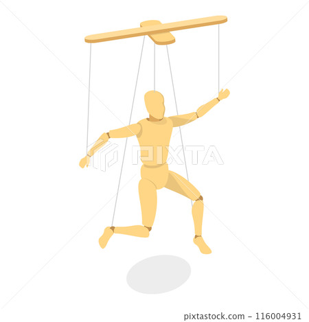 3D Isometric Flat Set of Wooden Marionettes. Item 2 3D Isometric Flat Set of Wooden Marionettes. Item 2 116004931