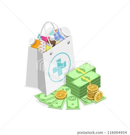 3D Isometric Flat  Illustration of Healthcare Bill. Item 2 116004934